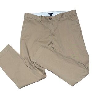 J Crew Flex Slim Fit Chino Pants Khaki Tan Mens W34 L30 Flat Front